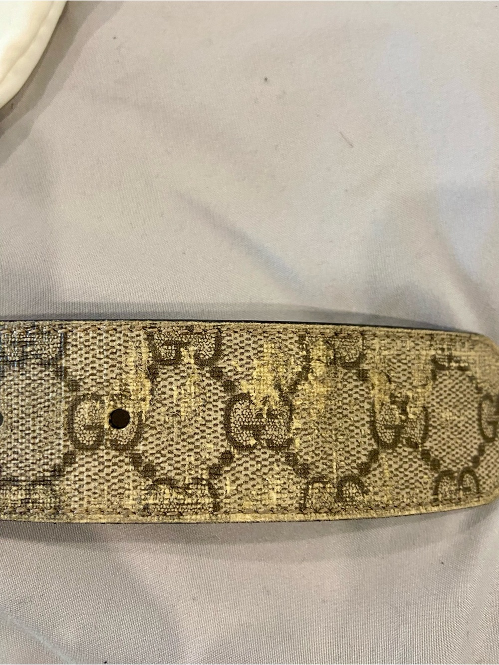 Gucci Authentic Beige GG Monogram Canvas Belt with Silver Double-G Buckle - Picture 4 of 5